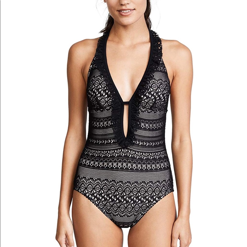 Kate Spade Point Loma Ruffle Halter One Piece